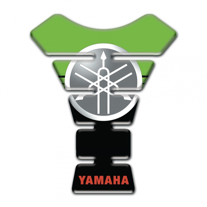 Yamaha Tank Pad Motorbike Black Green Background Style Circle Logo Design 