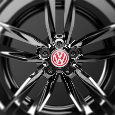 VW Volkswagen Center Hub Dome Stickers Classic Red Ring