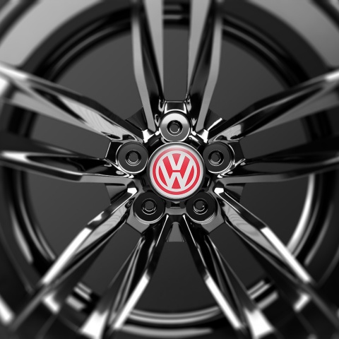 VW Volkswagen Center Hub Dome Stickers Classic Red Ring