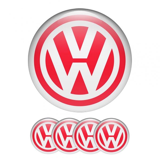 VW Volkswagen Center Hub Dome Stickers Classic Red Ring