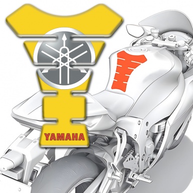 Yamaha Tank Pad Motorbike White Grey Logo Yellow Base 