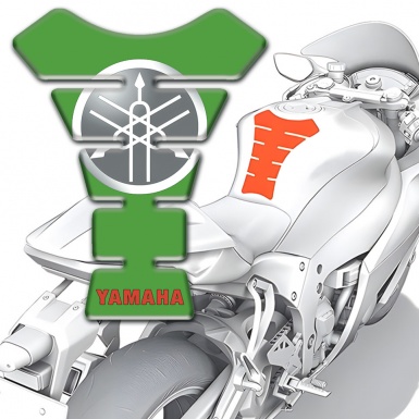 Yamaha Tank Protector White Grey Logo Green Base 