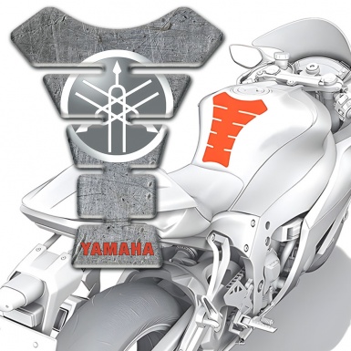 Yamaha Tank Guard Pads Stone Design Effect and Round Logo 