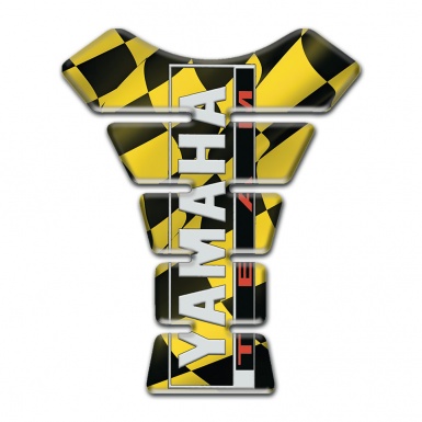 Yamaha Tank Pad Motorbike Black Yellow Squares Team Logo Style 