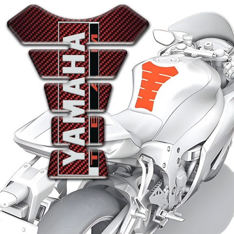 Yamaha Tank Pad Protector Design Red Carbon Base 