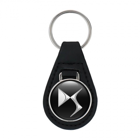 Citroen DS Key Fob Leather Black Chrome Logo