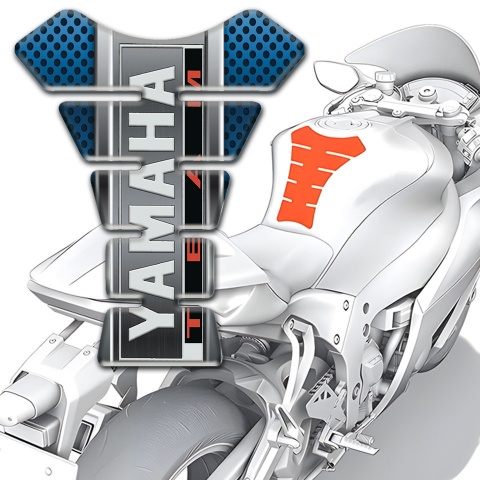 Yamaha Tank Protector Stylish Blue Gray base Vertical Logo style 