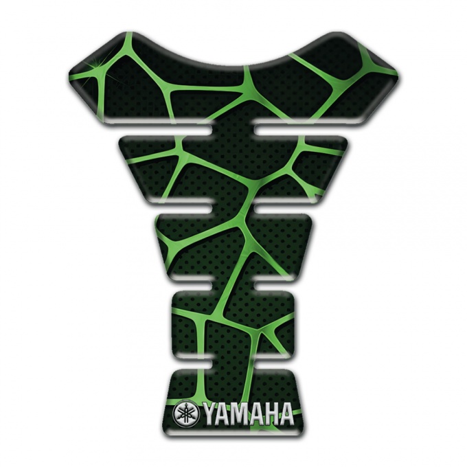 Yamaha Tank Guard Pads Black background with Green Patterns Type 