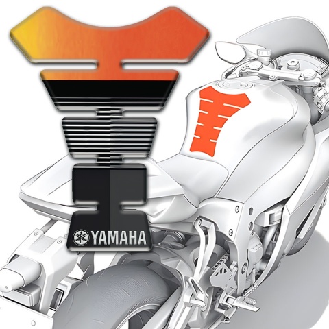 Yamaha Tank Guard Pads Orange Black Base with White Stripes Type 