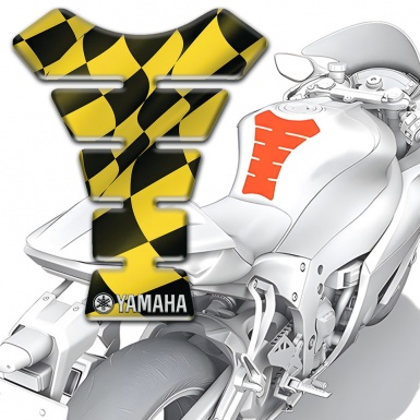 Yamaha Tank Guard Pads Yellow Black Squares Type 