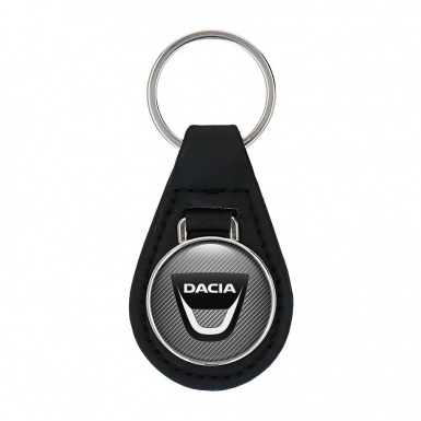 Dacia Leather Keychain Silver Carbon Design