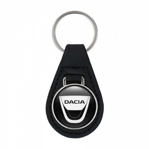 Dacia Keyring Holder Leather Black White Classic Design