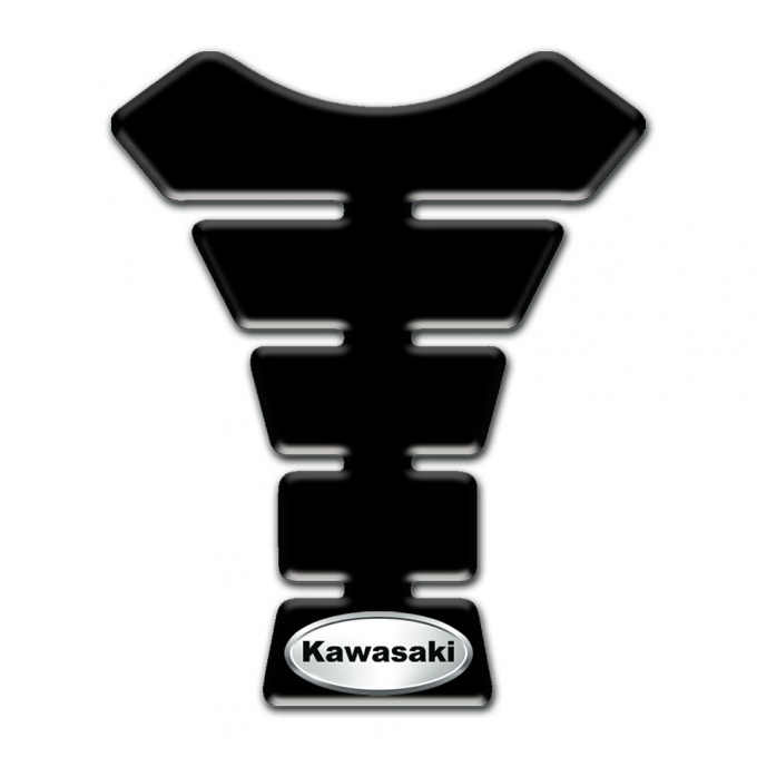Kawasaki Tank Protector Black Base Silver Oval Logo 