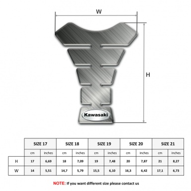 Kawasaki Tank Guard Pads Matte Base Design Oval Silver logo 