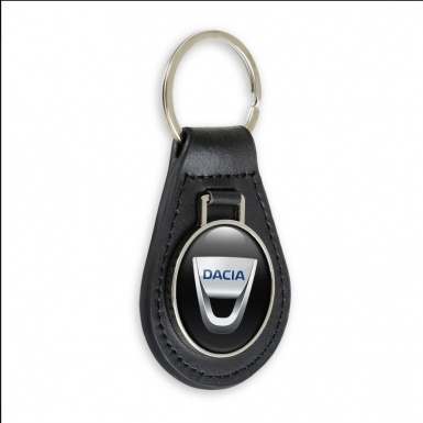 Dacia Leather Keychain Black Silver Color Design