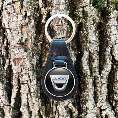 Dacia Leather Keychain Black Silver Color Design