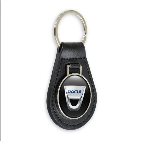 Dacia Leather Keychain Black Silver Color Design