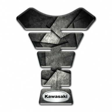 Kawasaki Tank Pad Protector Mixed Gray Black Colors base and Silver Oval Logo 