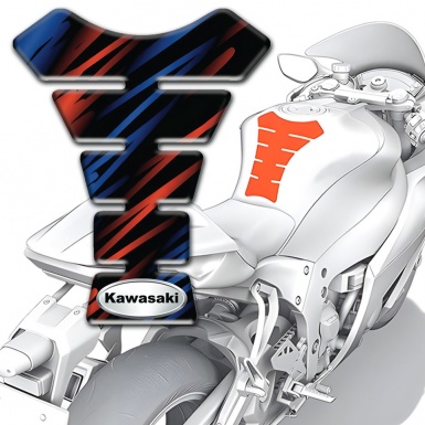 Kawasaki Tank Fuse Black with Blue Red Patterns Design 