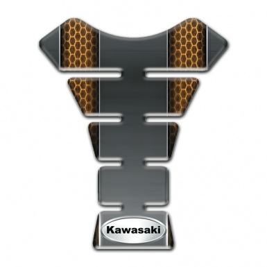 Kawasaki Tank Pad Motorbike Gray Base with Honeycomb Motive Design 