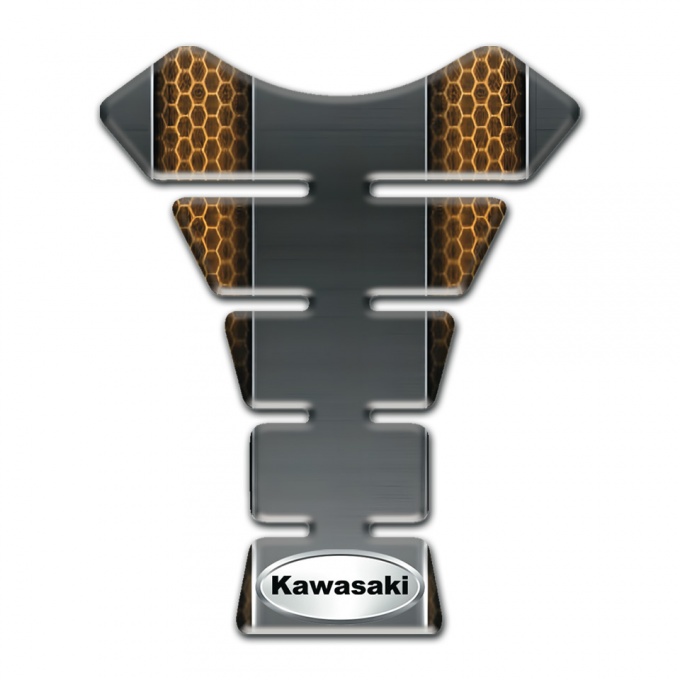 Kawasaki Tank Pad Motorbike Gray Base with Honeycomb Motive Design 
