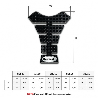 Kawasaki Tank Pad Protector Black Perforated Base and Oval Silver logo Design 