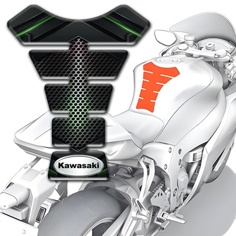 Kawasaki Tank Protector Green Shadow Style with Oval silver Logo 