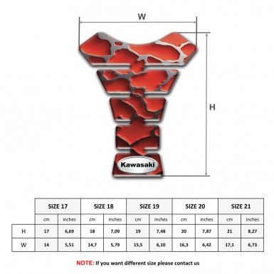 Kawasaki Tank Protector Red parts base Silver Oval Logo 