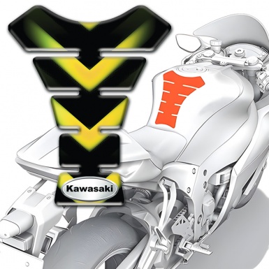Kawasaki Tank Pad Motorbike Yellow Green Lights Design 
