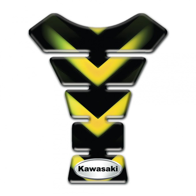 Kawasaki Tank Pad Motorbike Yellow Green Lights Design 