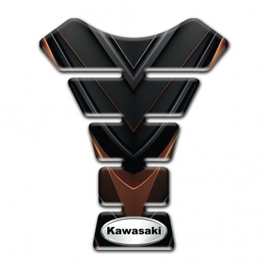 Kawasaki Tank Pad Protector Black Brown decoration with Silver oval Logo 