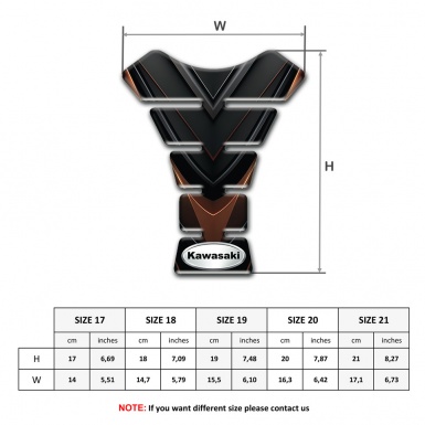 Kawasaki Tank Pad Protector Black Brown decoration with Silver oval Logo 