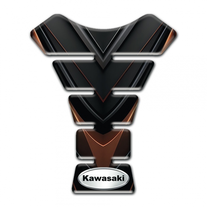 Kawasaki Tank Pad Protector Black Brown decoration with Silver oval Logo 