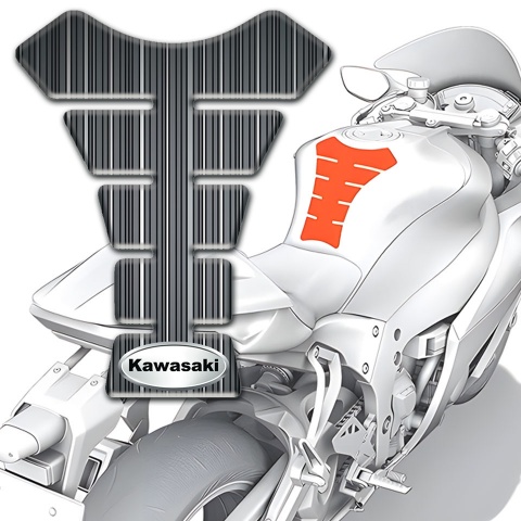 Kawasaki Tank Fuse Gray Base with White Stripes Style 