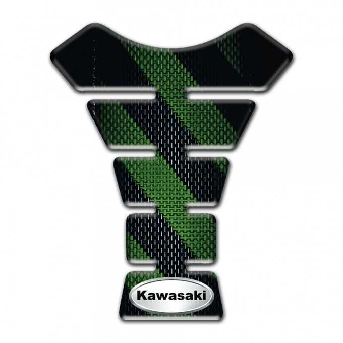 Kawasaki Tank Pad Motorbike Oval Logo with Black Green Base