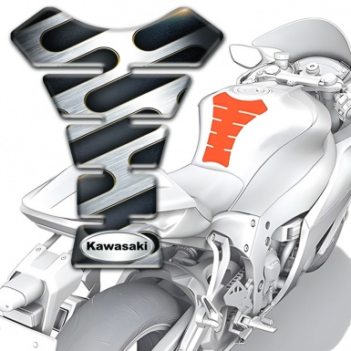 Kawasaki Tank Protector Silver Details with Oval Logo 