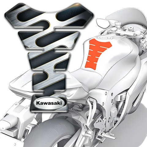 Kawasaki Tank Protector Silver Details with Oval Logo 