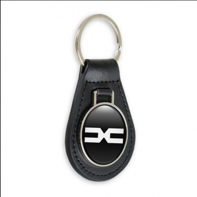 Dacia Leather Keychain Black White New Design