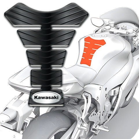 Kawasaki Tank Pad Motorbike Rubber Effect Design and Oval Logo 