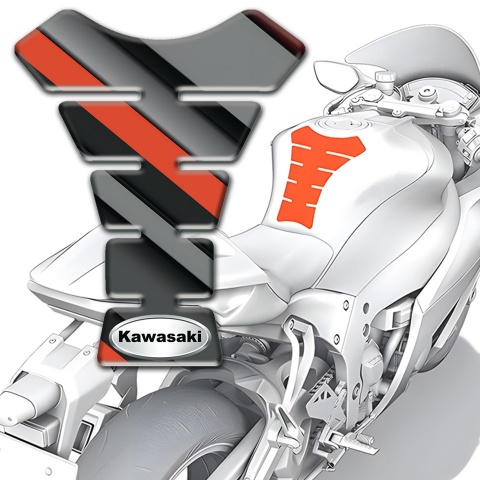 Kawasaki Tank Pad Protector Different Colors Diagonal Lines Design 
