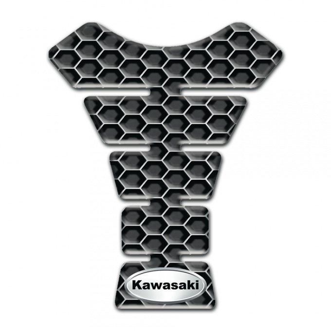 Kawasaki Tank Guard Pads Honeycomb Base Design Oval Logo 