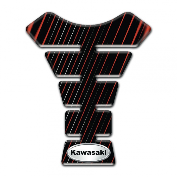 Kawasaki Tank Pad Protector Dark Base with Vertical Stripes 