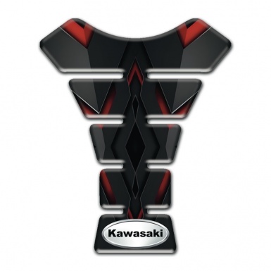 Kawasaki Tank Guard Pads dark Design with Oval Silver Logo 