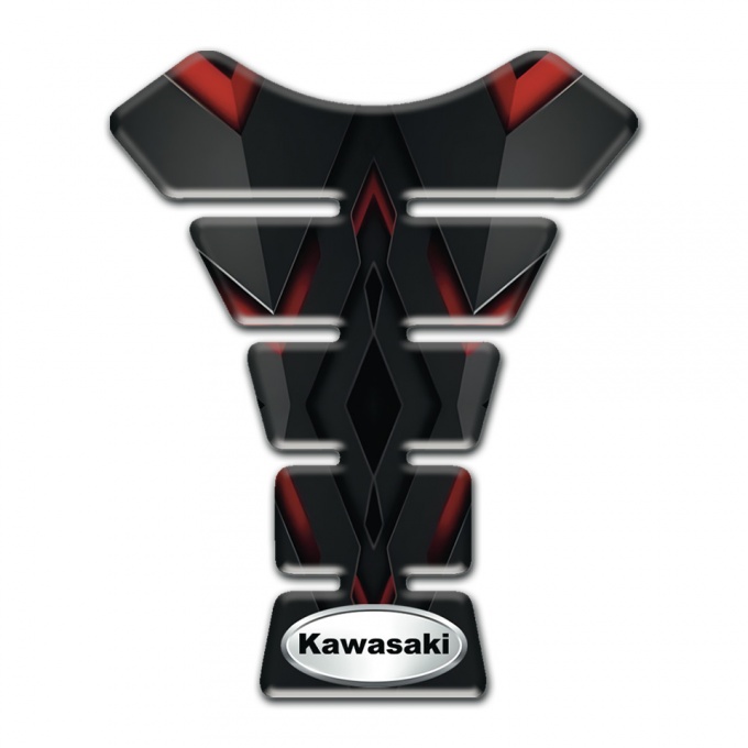 Kawasaki Tank Guard Pads dark Design with Oval Silver Logo 