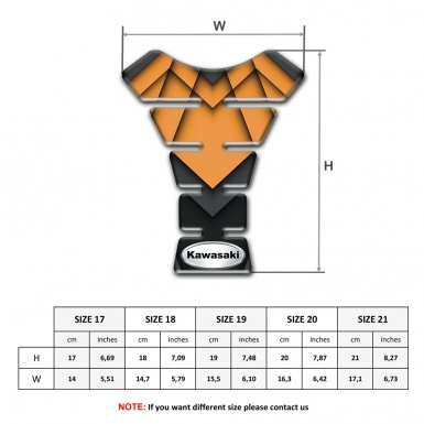 Kawasaki Tank Protector Orange Black Base Oval Silver logo 