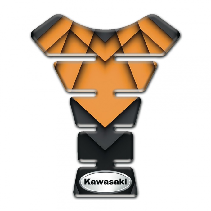 Kawasaki Tank Protector Orange Black Base Oval Silver logo 