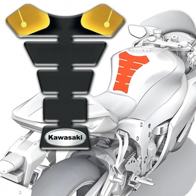 Kawasaki Tank Pad Protector Black Yellow Edition 