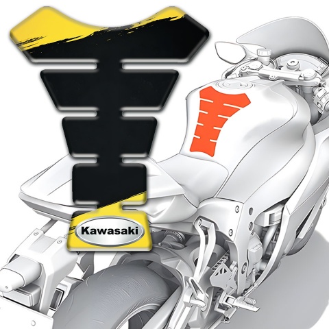 Kawasaki Tank Guard Pads Yelleo Black paint Design 