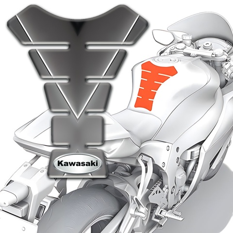 Kawasaki Tank Fuse Gray Base with White Stripes Decoration 