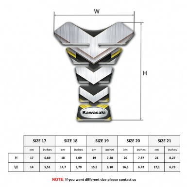 Kawasaki Tank Pad Motorbike Silver V Shape Panels Style 